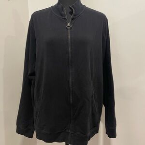 Black Zip-Up Jacket sweat shirt material Large